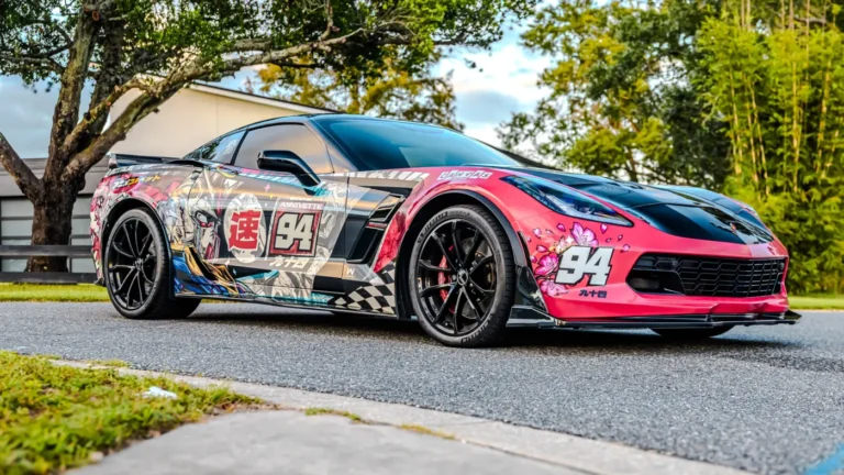 Chevrolet Corvette with a custom anime race livery wrap